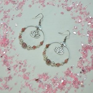 Handmade Hoop Earrings - Lotus Flower